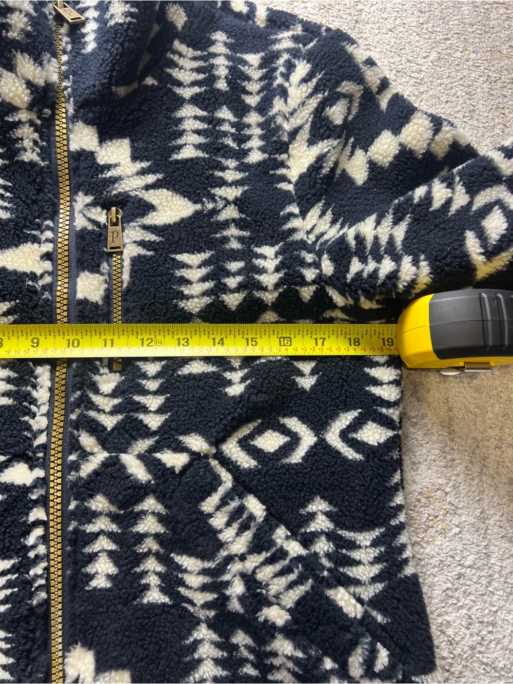 Pendleton Alder Berber Fleece Jacket Womens S Juniper Mesa Navy/Black Geometric - Picture 8 of 10